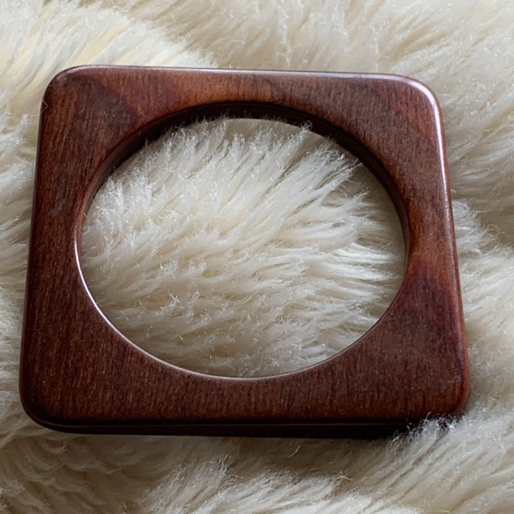Vintage wood bangle bracelet square - Picture 8 of 9